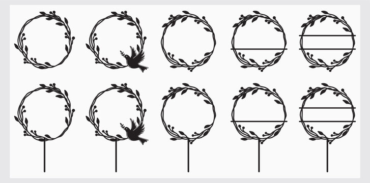 Circle floral with peace bird...