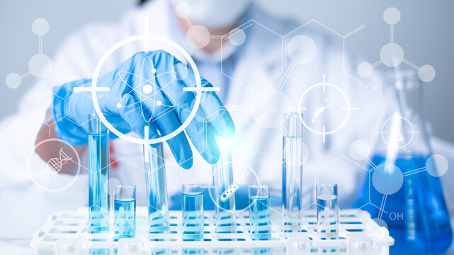 Professional doctor medical healthcare worker physician technician working research in laboratory new vaccine medicine DNA genetic development innovation analysis biotechnology examining pharmacy