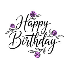 Happy birthday celebration card design with spring pink typography vector illustration greeting sign of love