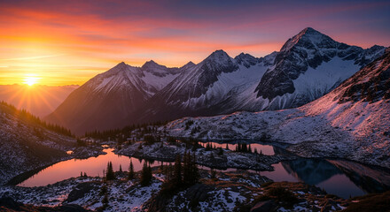 sunset in the mountains