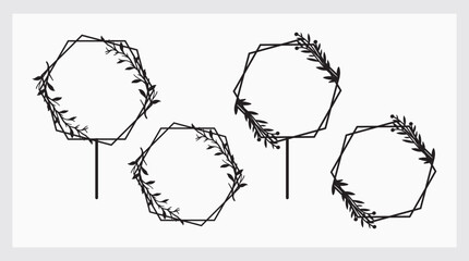 Floral line art cake toppers.eps