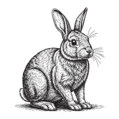 Wild Rabbit, engraving vector illustration