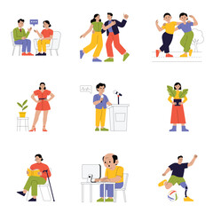 Workplace teamwork and multicultural diversity illustrations – Set 2
