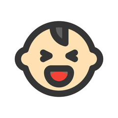 baby happy flat line icon