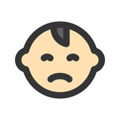 baby sad flat line icon
