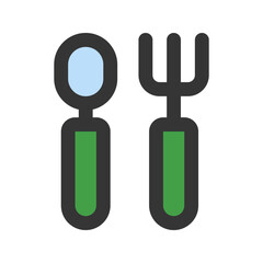 spoon and fork flat line icon