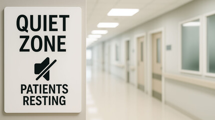 Quiet zone patients resting sign on hospital discipline rule medical restriction regulation and guideline for silence health environment respect notice and care for patient recovery area