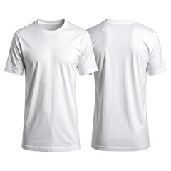 Front & back white tee shirt mockup, plain cotton fabric