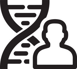 Illustration of a human figure next to a dna double helix, symbolizing genetics, heredity, or personalized medicine perfect for science, healthcare, or technology projects on