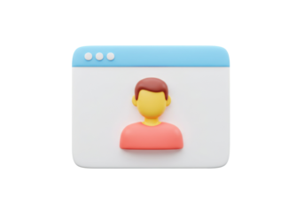 3D user profile icon isolated PNG, avatar symbol for social media and website interface design, user account representation