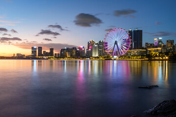 Sunset Blue Hour Night View of Qianhai Bao'an Central Area, Shenzhen, Guangdong Province
