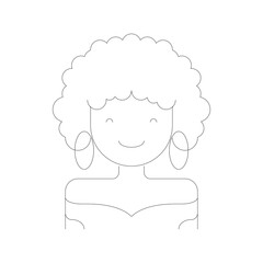 Outline Icon Portrait Of A Woman With Curly Hair And Off The Shoulder Dress In A Simple Flat Design Style With A Transparent Background