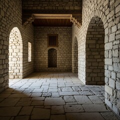 Ancient Stone Architecture - Interior View of a Historic Building.