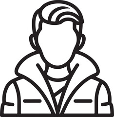 Vector art of line art illustration of a man wearing a jacket, this simple design captures a modern male figure with a casual yet stylish look, perfect for representing a variety of concepts on