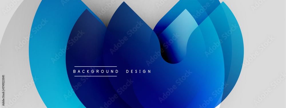 Wall mural abstract blue shapes overlap, creating dynamic background. modern design features gradient colors, s