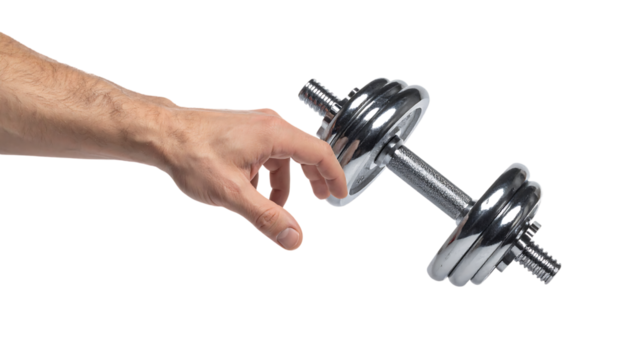 浮遊するダンベルを掴む手の力強いコンセプト|背景なし・透過PNG・コピースペース - Powered by Adobe