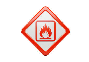 Flammable hazard symbol PNG isolated on transparent background, warning sign for dangerous goods and chemical safety