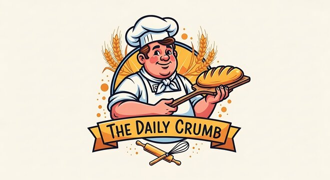 The Daily Crumb - A Charming Baker Logo for Your Bakery.