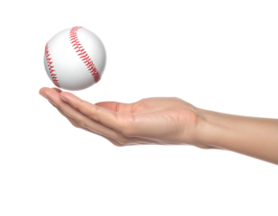 宙に浮くボールを包む手｜背景なし・透過PNG・コピースペース