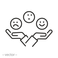 concept handling emotions, mental health vector illustration, coping you self, processing expressing emotions, thin line symbol on white background
