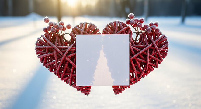 christmas heart with snow