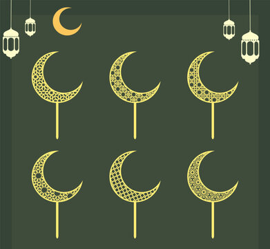 Moon with pattern cake topper...