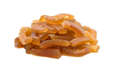 closeup pile of dry buffalo skin hide for crispy or cracker rind cutout