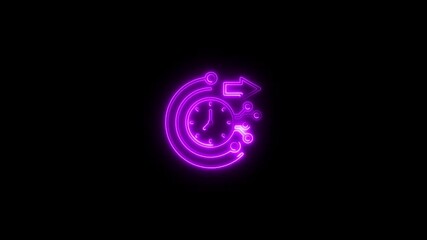 Neon purple clock with circuits and arrow indicating progress and time management technology concept - Powered by Adobe