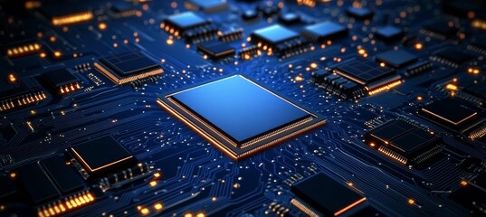 Hi-Tech Electronic Computer ,Innovative Components Abstract Technical Circuit, Futuristic Device