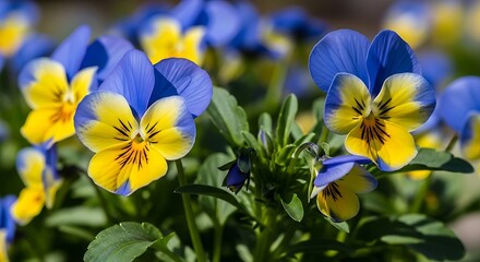 Vibrant Pansies in Bloom - A Colorful Floral Display.