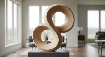 Elegant Infinity Sculpture in Modern Living Room.
