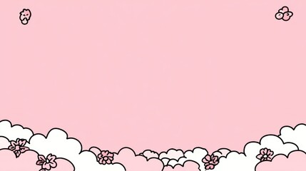 Obraz premium Abstract illustration of pink background with decorative floral and cloud elements