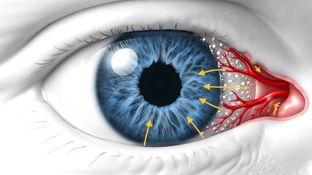 Detailed Illustration of the Human Eye and Meibomian Gland Dysfunction.