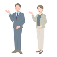 スーツを着た男女の立ち姿