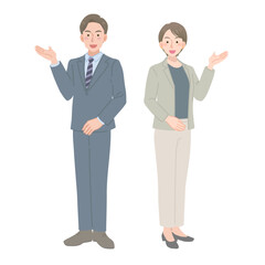 スーツを着た男女の立ち姿