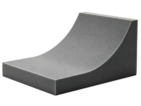 Gray kicker ramp for skateboarding and other extreme sports on a transparent background