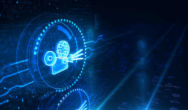 Cinema movie broadcast symbol digital concept 3d illustration