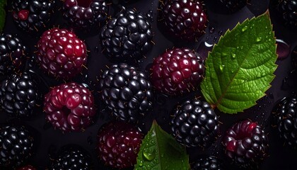 Close-up of fresh blackberries, background. Healthy eating concept.