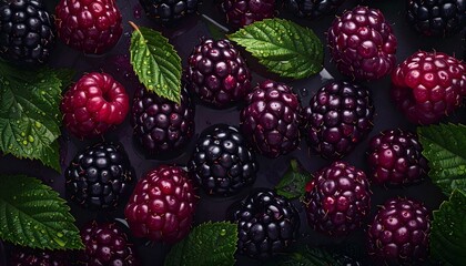 Close-up of fresh blackberries, background. Healthy eating concept.