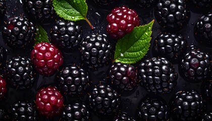 Close-up of fresh blackberries, background. Healthy eating concept.