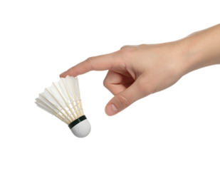 手元で浮遊するシャトルを捉えたスポーツコンセプト｜背景なし・透過PNG・コピースペース