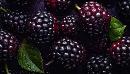 Close-up of fresh blackberries, background. Healthy eating concept.
