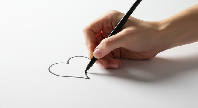 Close Up of Heart Sketch Being Drawn