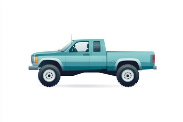 Fototapeta premium Flat design pickup truck side view illustration for automotive design