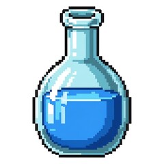 Pixel Art Blue Potion Bottle - Magical Elixir for Healing and Mana.