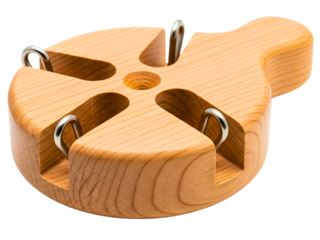 Wooden maypole ribbon holder toy on a transparent background