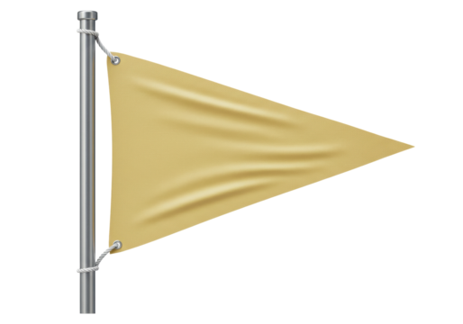 Triangle pennant flag on pole isolated PNG, blank banner template for branding and advertising Realistic vector mockup on transparent background - Powered by Adobe