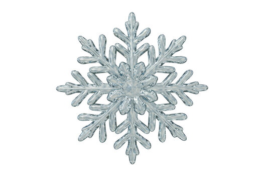 Elegant crystal snowflake isolated PNG, intricate ice crystal design for winter holiday season and Christmas decoration on transparent background