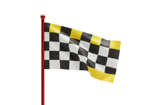 Checkered flag PNG isolated on transparent background, racing finish line symbol for sports events and victory celebrations