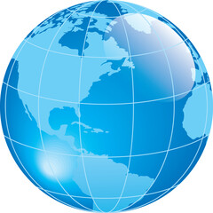 globe on white background  Blue globe
